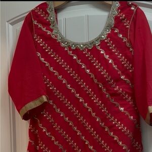 Indian/ Pakistani 3 piece gharara suits pink and Gold Embellished Fabric